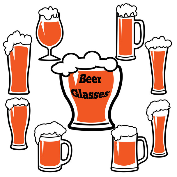 Beer glasses set - Vector, Image