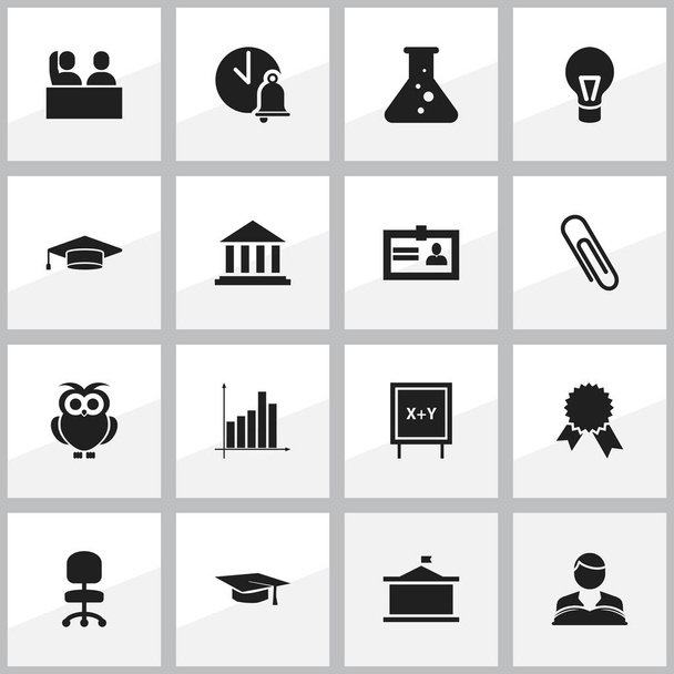 Set van 16 bewerkbare afstuderen iconen. Bevat symbolen zoals Blackboard, Museum, Univercity en meer. Kan worden gebruikt voor Web, Mobile, Ui en Infographic Design. - Vector, afbeelding