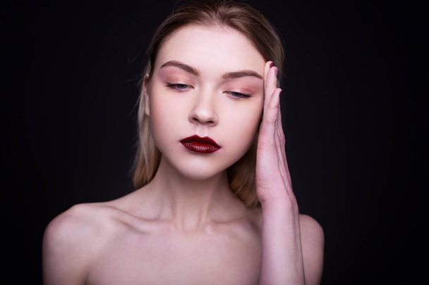 Portrait of girl with make up in studio  - Zdjęcie, obraz