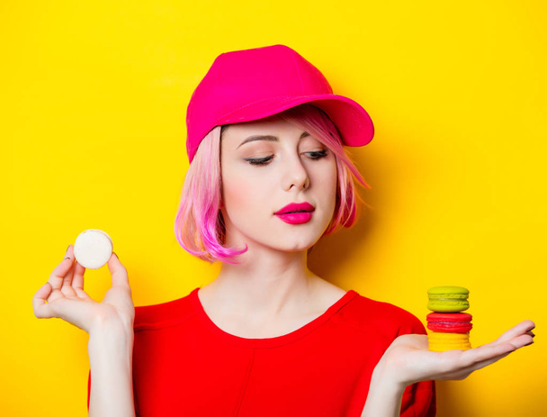 young woman with macaroons - Photo, Image