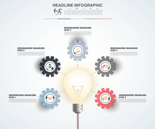 business concept timeline. Infograph template, realistic paper 5 - Vector, Image