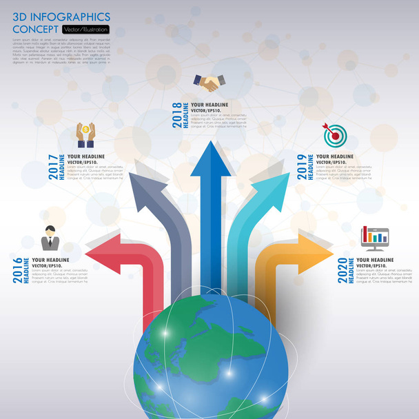 business concept timeline. Infograph template, realistic paper 5 - Vektor, kép
