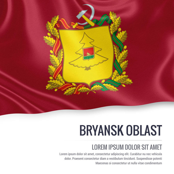 Stato russo bandiera Bryansk Oblast sventola su uno sfondo bianco isolato. Indicare il nome e l'area di testo del messaggio. Illustrazione 3D
. - Foto, immagini
