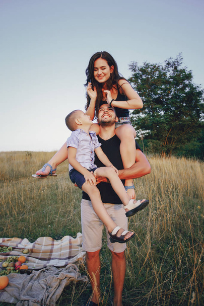 young family with a child have fun outdoors - 写真・画像