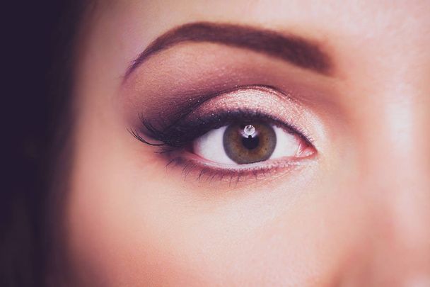Close up view of woman eye with makeup - Photo, Image