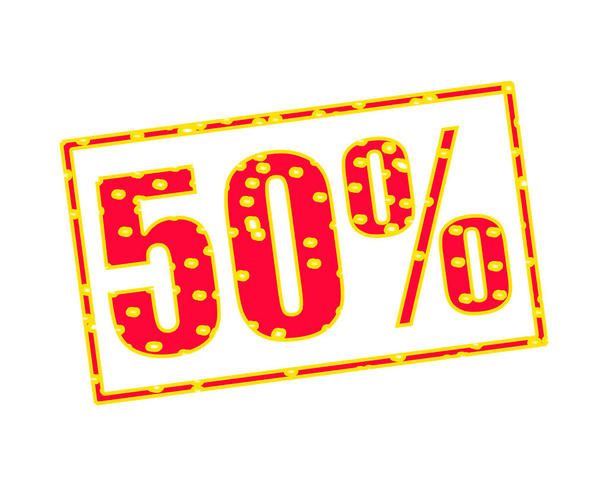 50% RED-YELLOW Stamp Text on white backgroud - Photo, Image