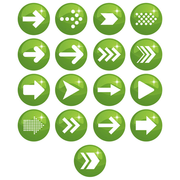 pictogram cirkel pijl groene instellen - Vector, afbeelding