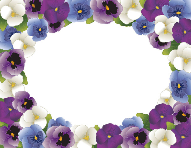 Pansy Flower Frame, Oval - Vector, afbeelding