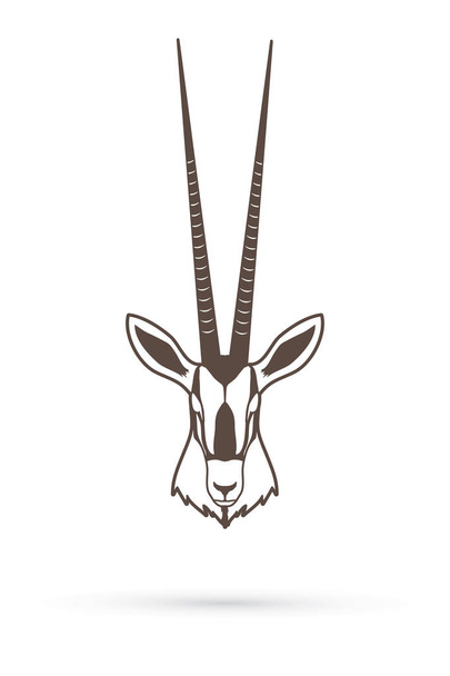 Oryx head with long horn - Διάνυσμα, εικόνα