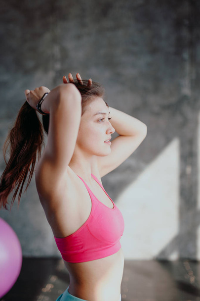 Woman having break in workout - Фото, изображение