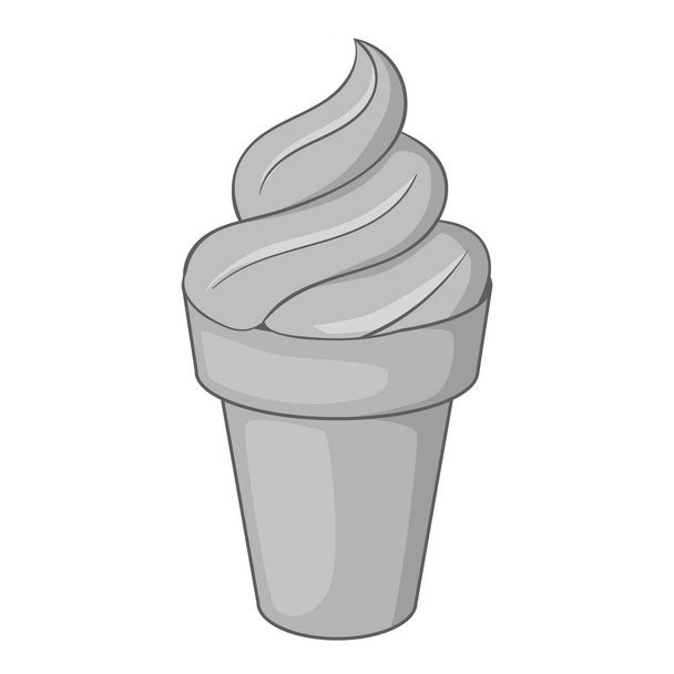 ice cream in waffle cup icon monochrome - Vector, Image