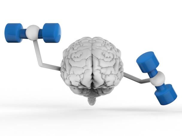 brain holding dumbbells  - Photo, Image