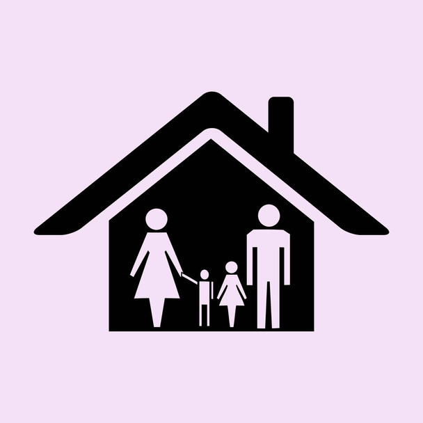 house with family icon - Vector, Image