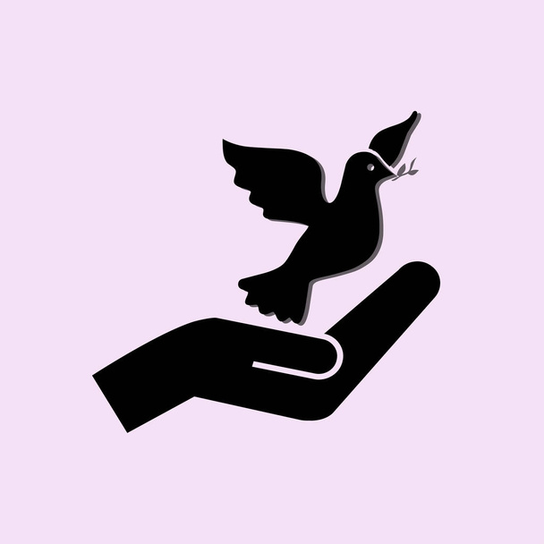 paloma e icono de mano
 - Vector, Imagen