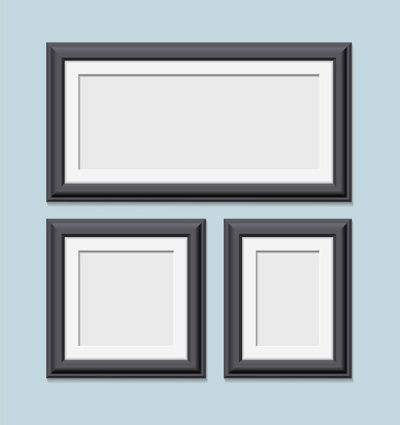 Zwarte, vierkante foto frames set - Vector, afbeelding
