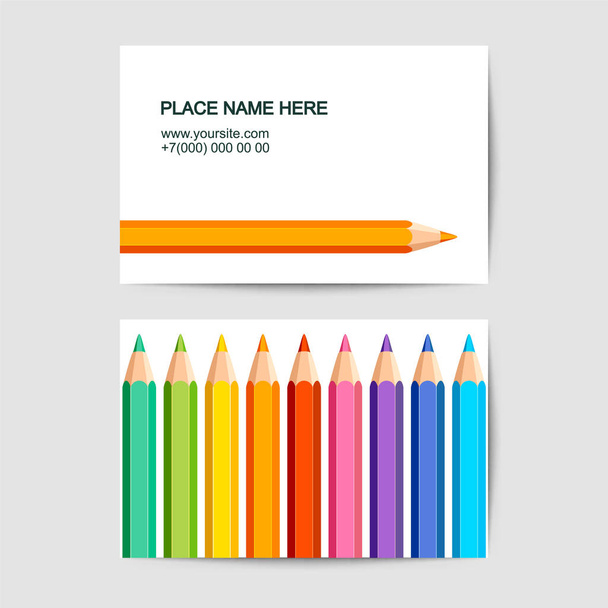 modèle de carte de visite avec crayons de couleur
 - Vecteur, image