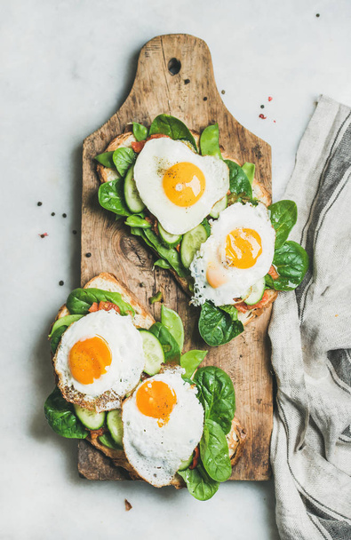 Healthy breakfast sandwiches  - Фото, зображення