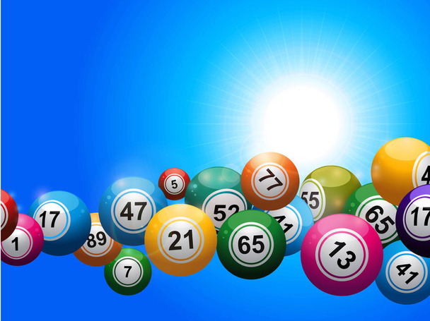 Bingo pallot kelluva sininen aurinkoinen taivas
 - Vektori, kuva