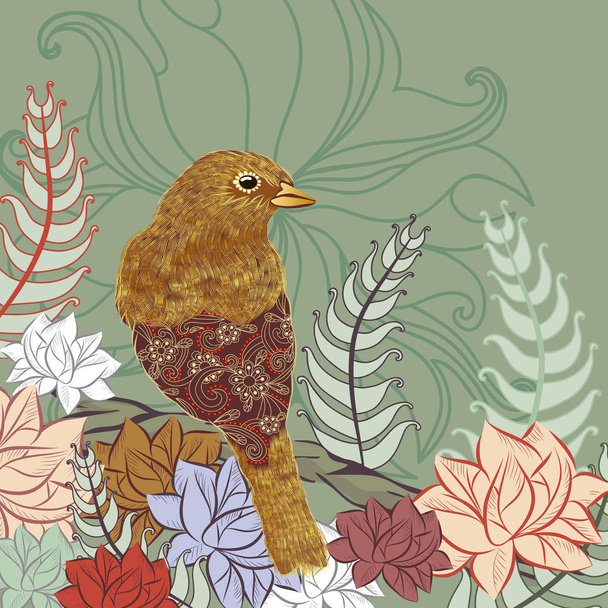 Bird in flowers - Vector, imagen
