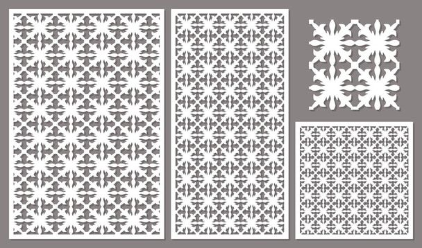 Set dekoratif paneller kesme lazer. Soyut etnik desen. Oranı 2:3, 1:2, 1:1, sorunsuz. Vektör çizim. - Vektör, Görsel