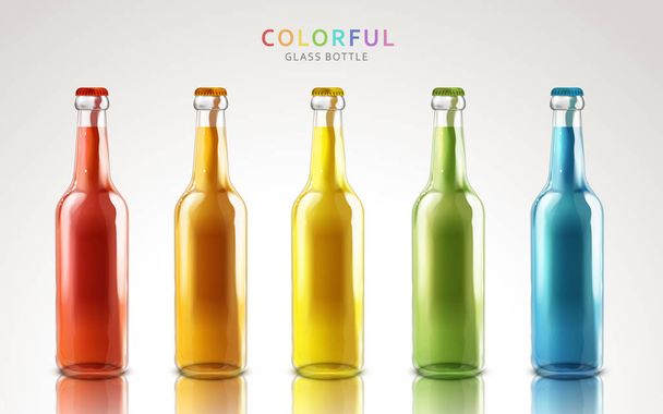 colorful glass bottles - Вектор,изображение
