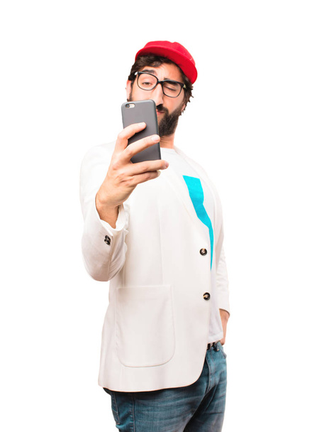 young crazy businessman with a mobile phone - Foto, immagini