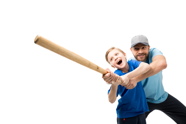 Père et fils jouant au baseball  - Photo, image