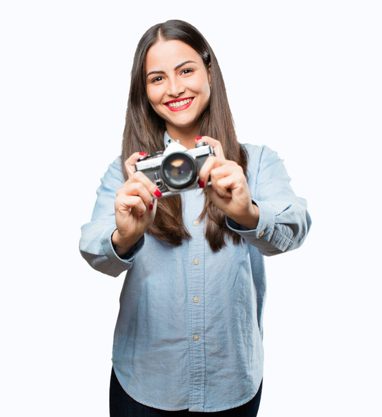 young cool girl with a vintage camera - Foto, Imagen