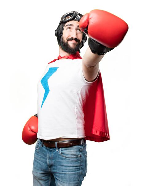 young super hero with boxing gloves - Foto, Imagen