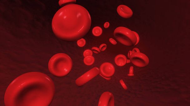 Κόκκινα αιμοσφαίρια αίματος που κινούνται κατά μήκος της αρτηρίας 3d απεικόνιση - Φωτογραφία, εικόνα
