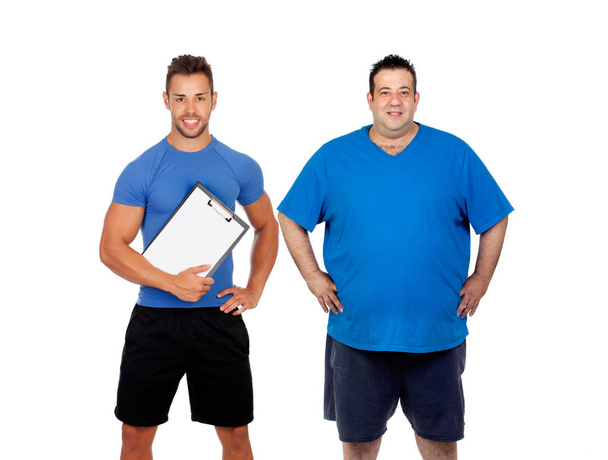 Kövér ember és edzője - Fotó, kép