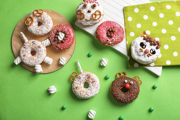 Funny decorated donuts - Фото, изображение