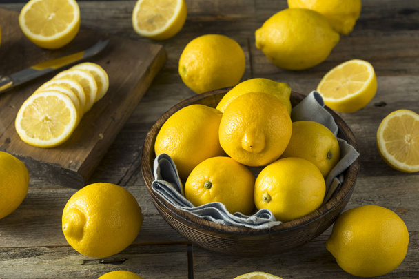 Raw Organic Yellow Lemons - Fotoğraf, Görsel