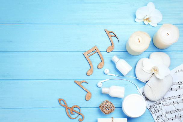 spa accessories and musical notes - Fotoğraf, Görsel