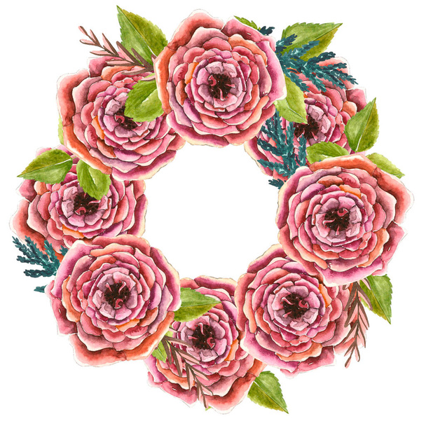 cadre floral rond avec des roses
 - Photo, image