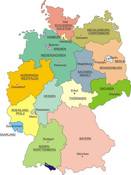 Χάρτης Γερμανία με εθνικά σύνορα - Διάνυσμα, εικόνα