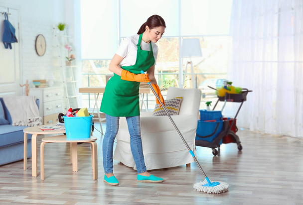 Young female cleaner  - Foto, Imagen