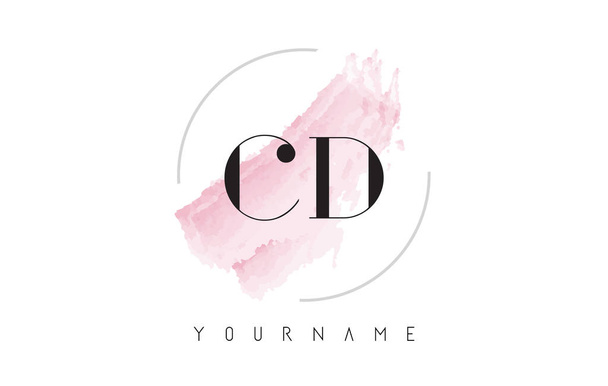 CD C D Watercolor Letter Logo Design with Circular Brush Pattern - Vector, Image