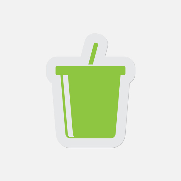 jednoduchá zelená ikona - studený nápoj se slámou - Vektor, obrázek