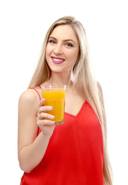 woman with glass of fresh juice - 写真・画像
