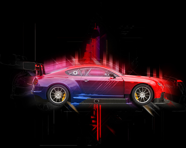 Ilustración abstracta del coche deportivo 3D
 - Foto, imagen