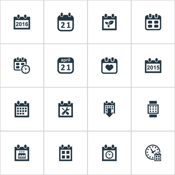 Vector Illustration Set Of Simple Plan Icons. Elements Special Day, Planner, Agenda And Other Synonyms Special, Plant And Spring. - Vector, Image