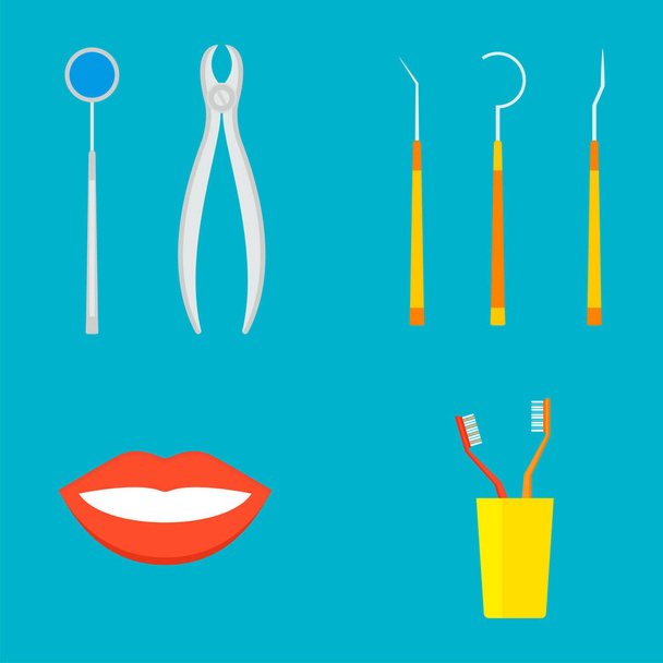 Plano de saúde dentista ferramentas médicas instrumento de medicina higiene estomatologia ilustração vetor
. - Vetor, Imagem