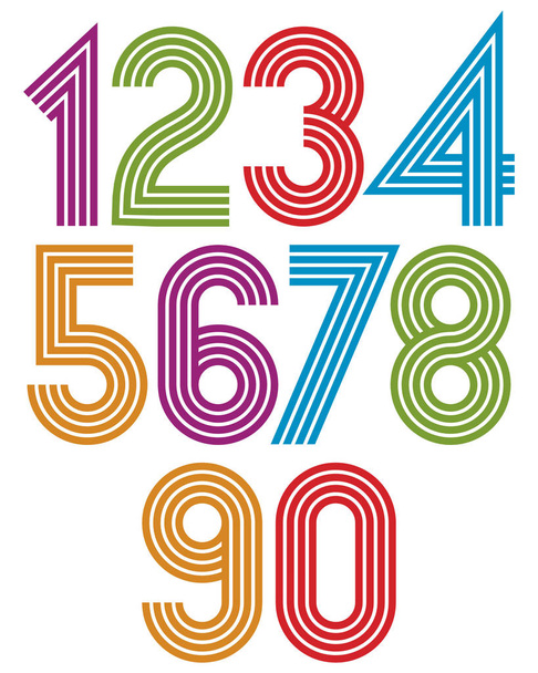 Sunny cartoon striped numbers  - Vector, afbeelding