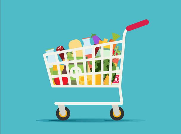 supermarket shopping cart - Wektor, obraz