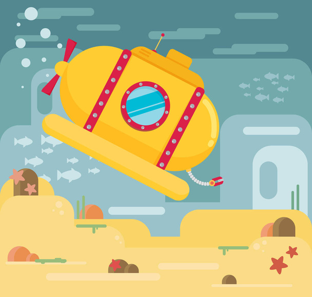 Submarine under water  illustration - Вектор,изображение