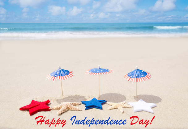 Happy Independence day USA background with stars and starfishes - Photo, Image