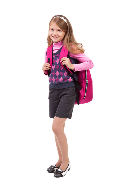cute schoolgirl with backpack - Фото, зображення