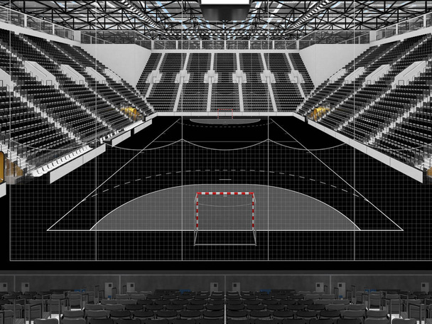Moderna arena sportiva per pallamano con sedili neri e scatole VIP per diecimila tifosi
 - Foto, immagini