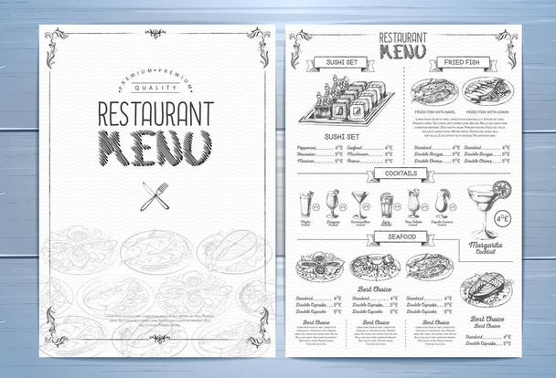 Hand drawing restaurant menu design - Vecteur, image